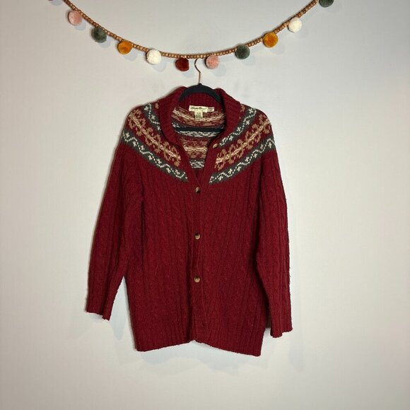 Eddie Bauer Sweaters - Vtg Eddie Bauer wool blend Fair Isle cardigan sweater